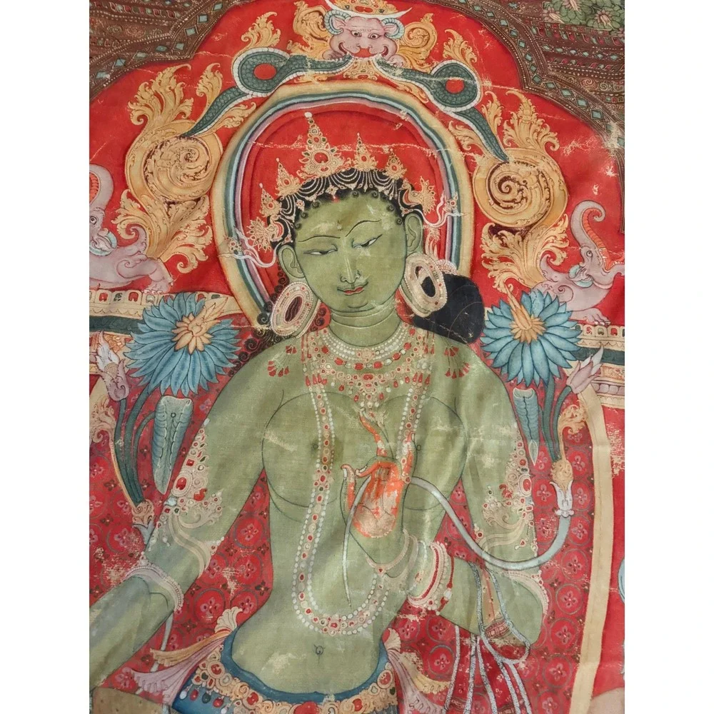 Society6 Green Tara Buddhist Art Full Duvet Cover Red Microfiber Spiritual